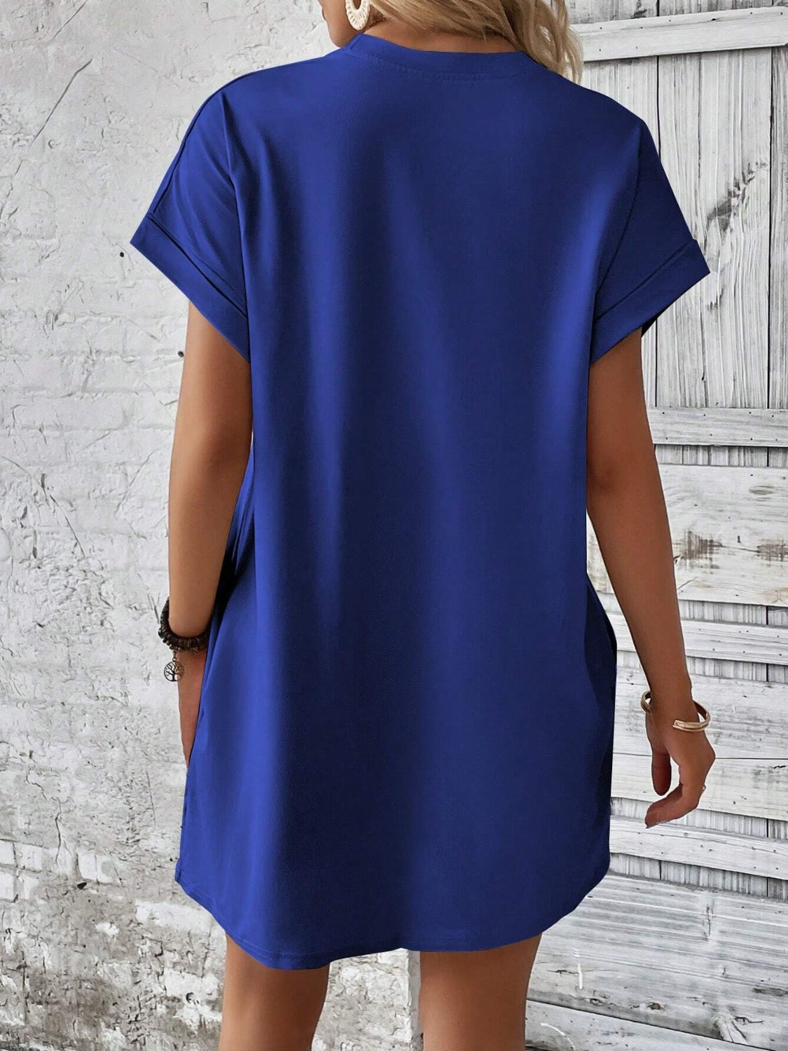 Round Neck Short Sleeve Mini Dress - Tote and Lounge