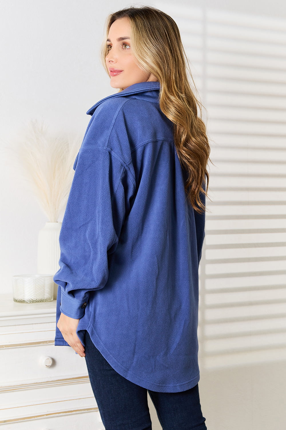 Heimish Cozy Girl Full Size Button Down Shacket - Tote and Lounge