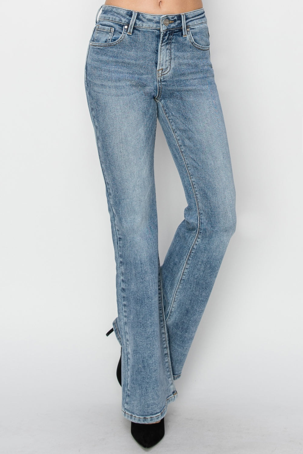 RISEN Full Size Mid Rise Bootcut Jeans - Tote and Lounge