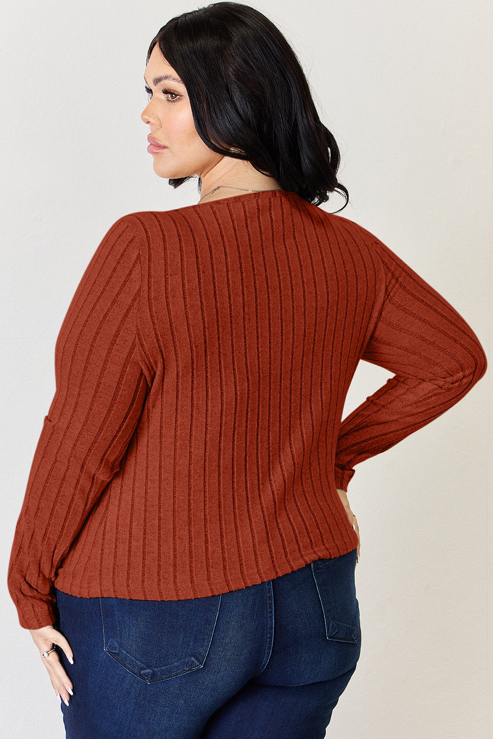 Basic Bae Full Size Ribbed Long Sleeve T-Shirt - Tote and Lounge