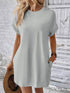Round Neck Short Sleeve Mini Dress - Tote and Lounge