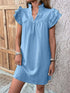 Ruffled Notched Cap Sleeve Mini Dress - Tote and Lounge