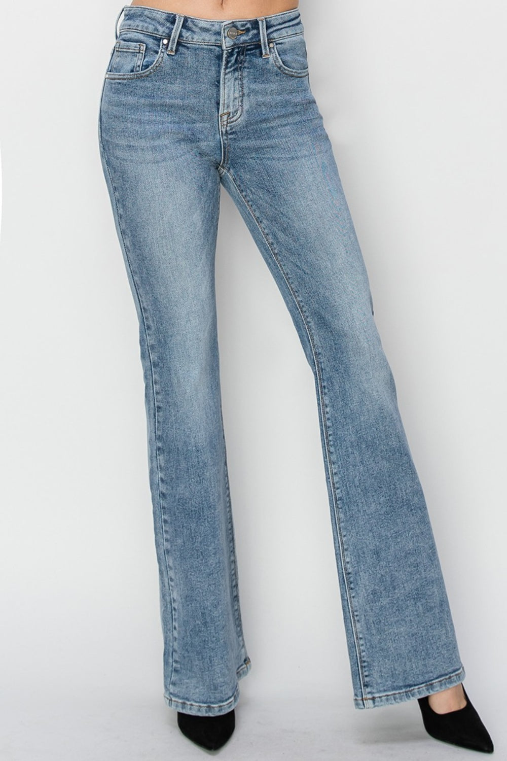 RISEN Full Size Mid Rise Bootcut Jeans - Tote and Lounge