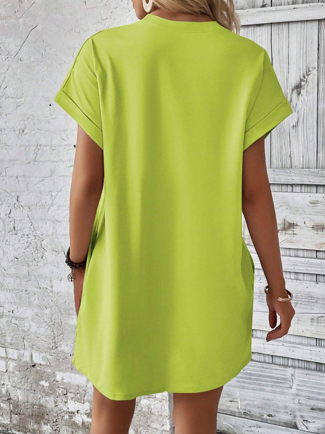 Round Neck Short Sleeve Mini Dress - Tote and Lounge