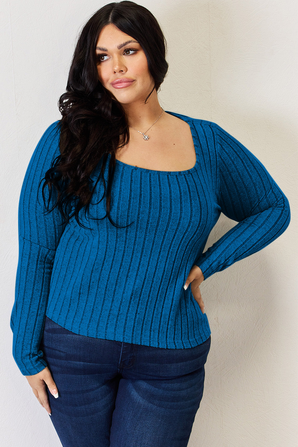 Basic Bae Full Size Ribbed Long Sleeve T-Shirt - Tote and Lounge