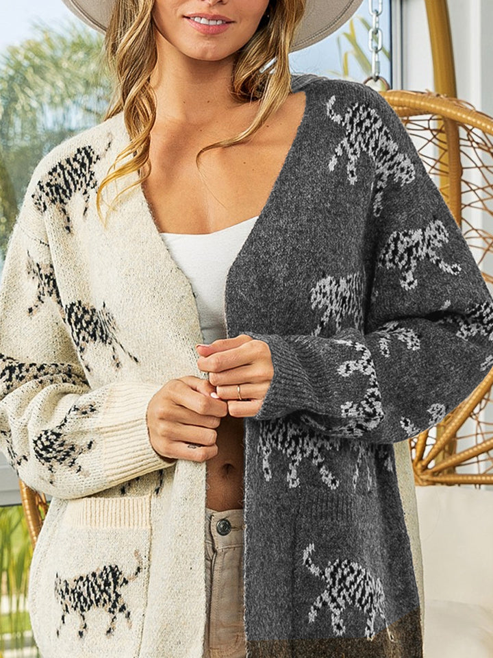Open Front Cardigan with Pockets - Tote and Lounge