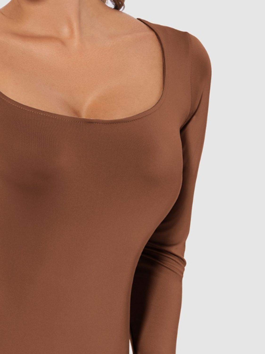 Full Size Scoop Neck Long Sleeve Bodysuit - Tote and Lounge