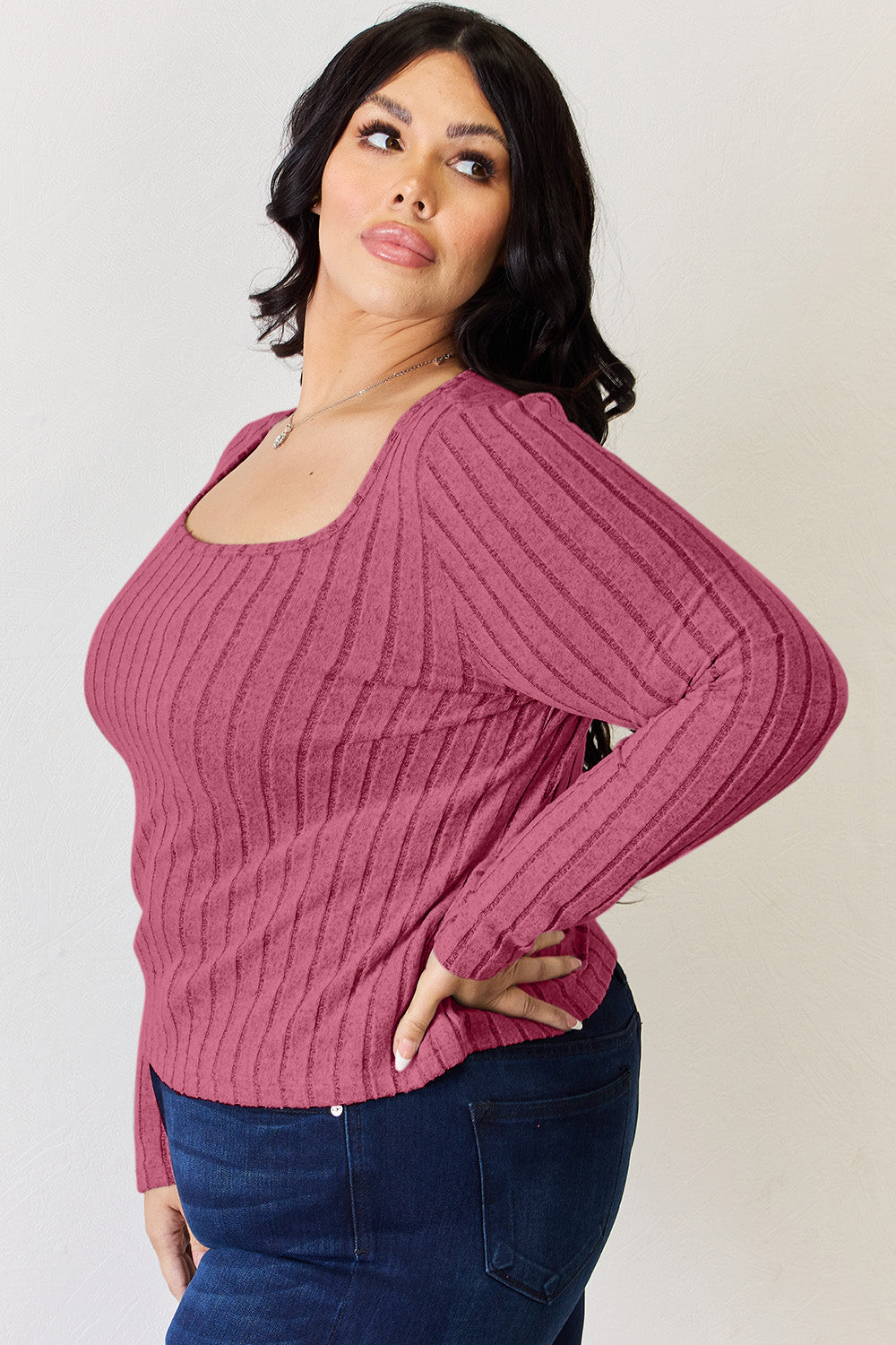 Basic Bae Full Size Ribbed Long Sleeve T-Shirt - Tote and Lounge