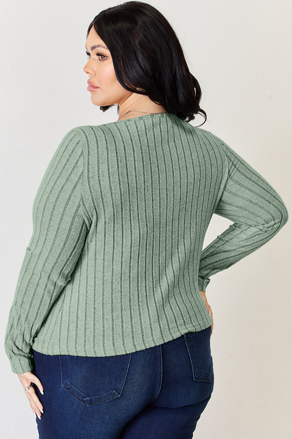 Basic Bae Full Size Ribbed Long Sleeve T-Shirt - Tote and Lounge