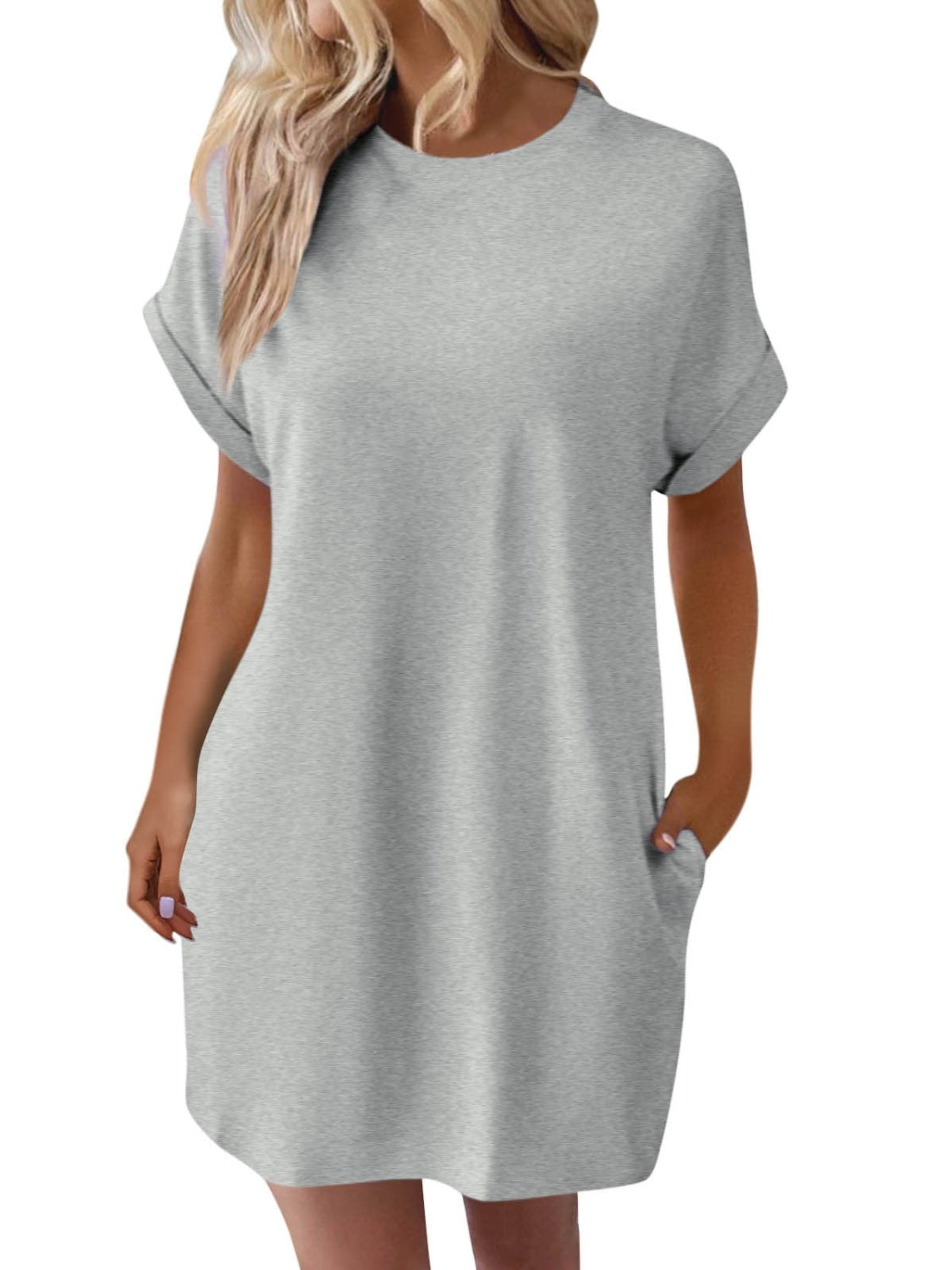 Round Neck Short Sleeve Mini Dress - Tote and Lounge