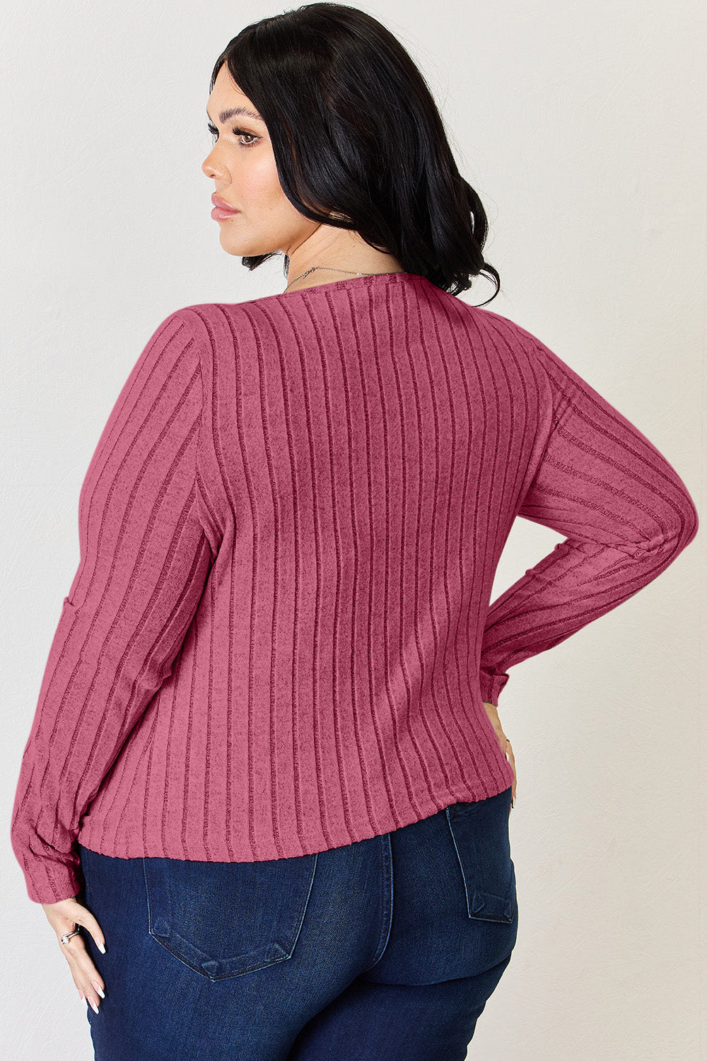 Basic Bae Full Size Ribbed Long Sleeve T-Shirt - Tote and Lounge