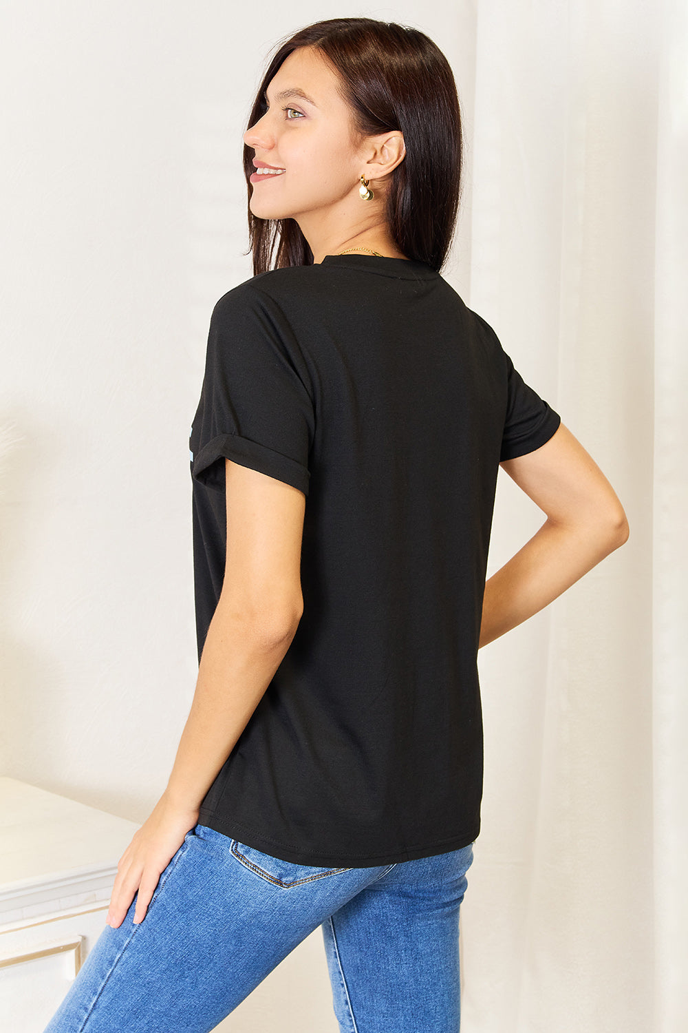 Simply Love Slogan Graphic Cuffed Sleeve T-Shirt - Tote and Lounge