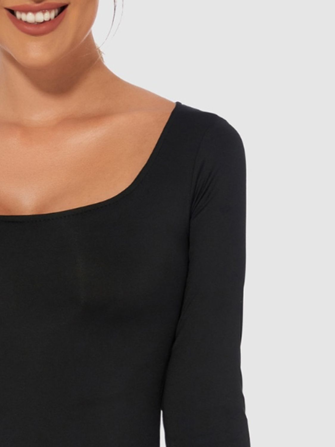 Full Size Scoop Neck Long Sleeve Bodysuit - Tote and Lounge