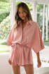 Tied Button Up Collared Neck Romper - Tote and Lounge
