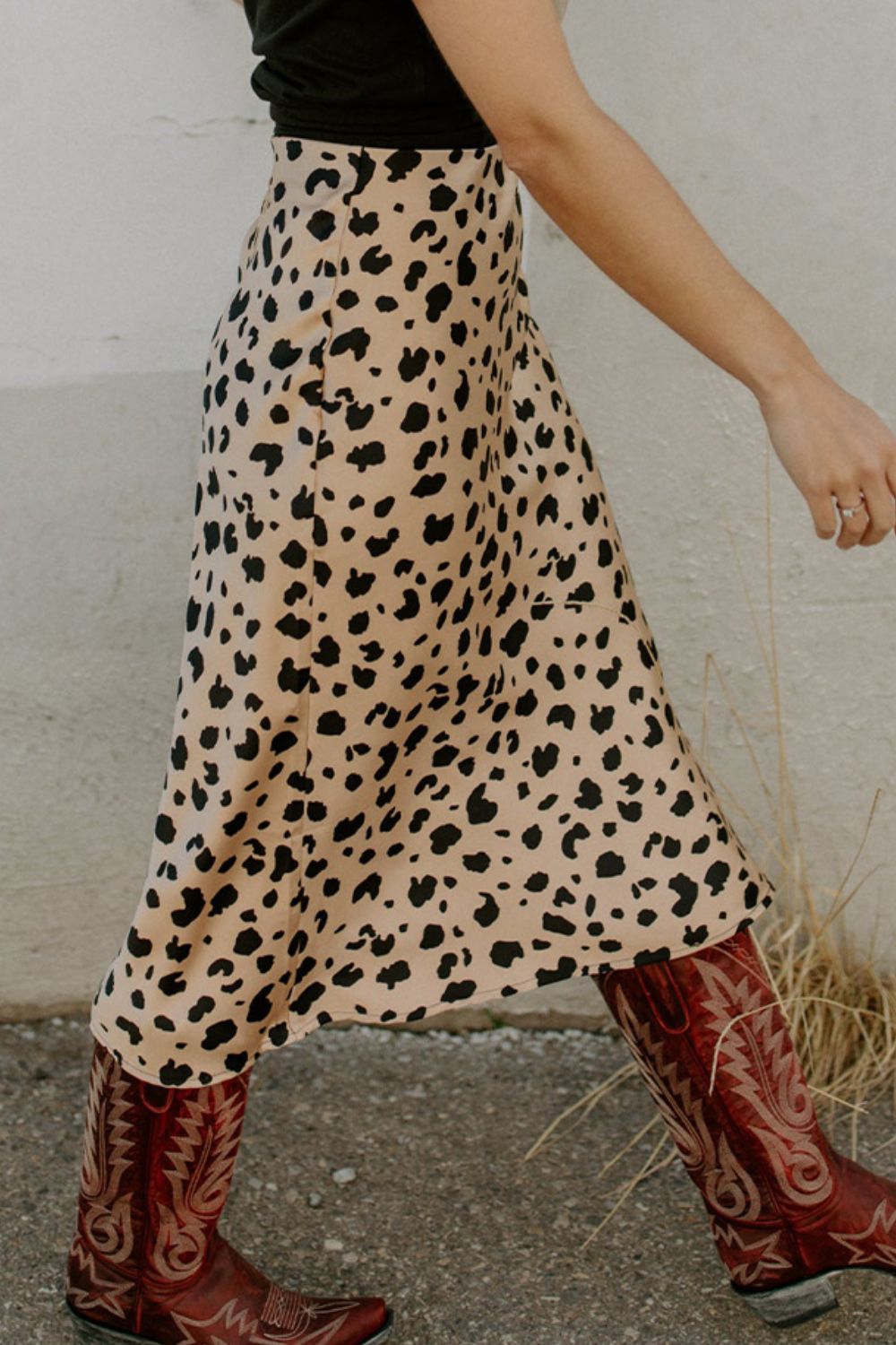 Slit Printed Midi Skirt - Tote and Lounge