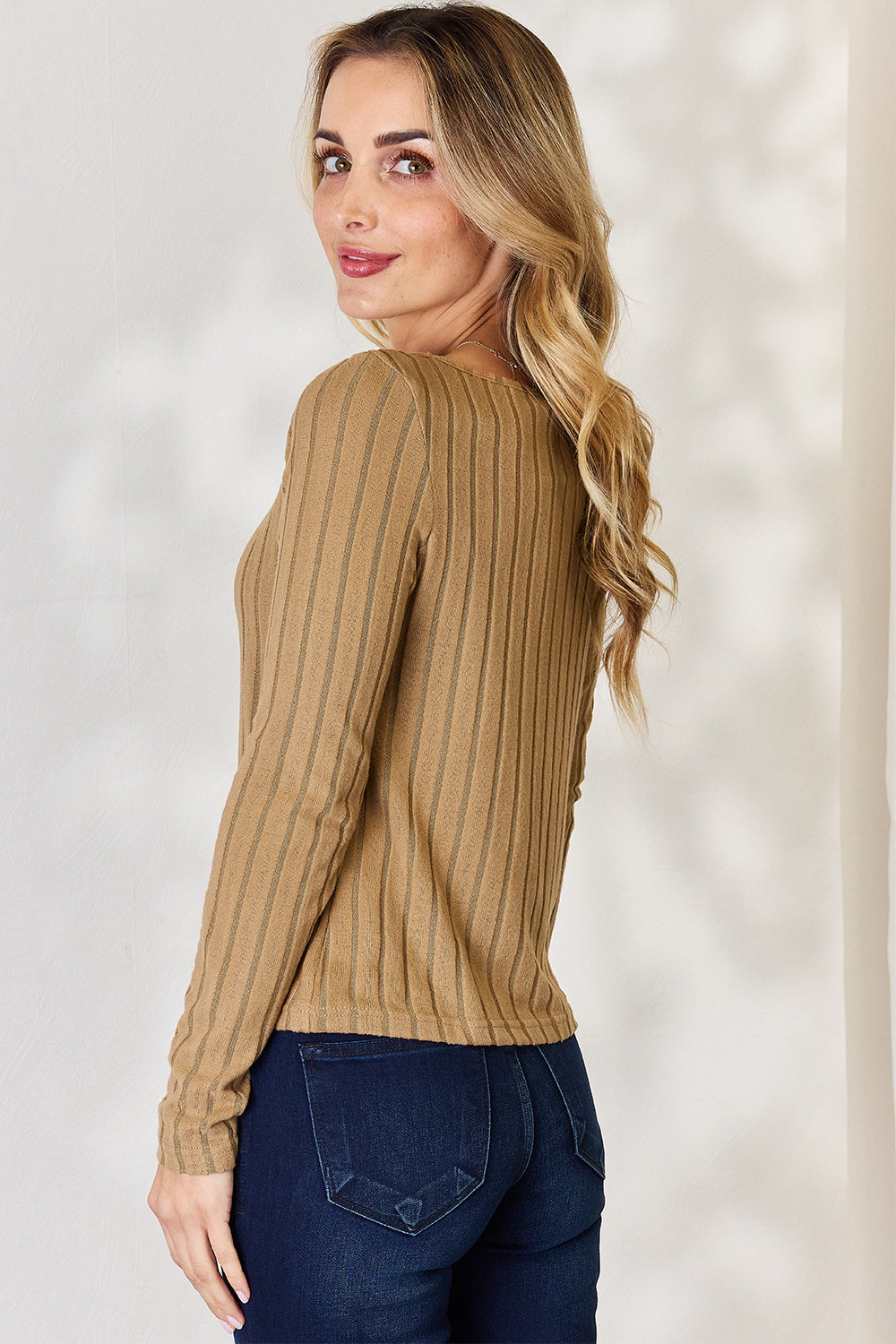 Basic Bae Full Size Ribbed Long Sleeve T-Shirt - Tote and Lounge