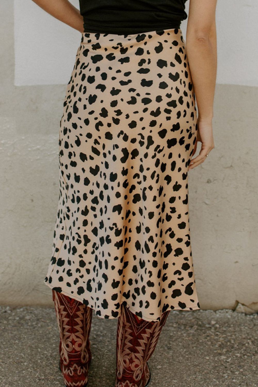 Slit Printed Midi Skirt - Tote and Lounge