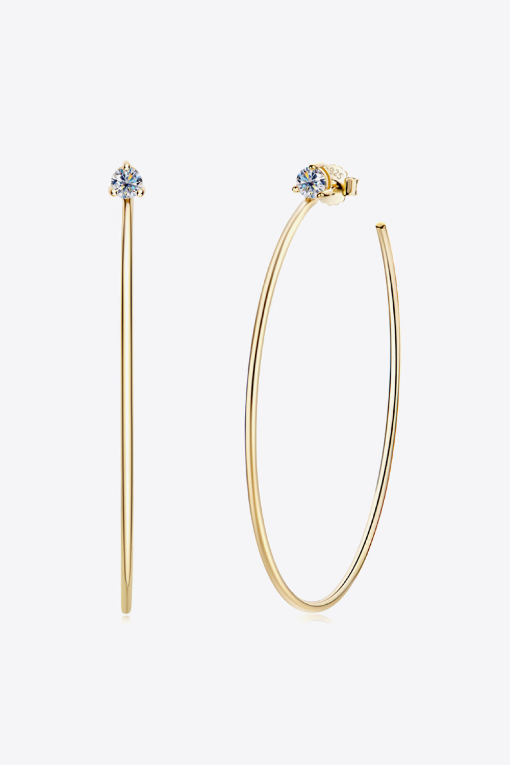 Adored 925 Sterling Silver Moissanite Hoop Earrings - Tote and Lounge