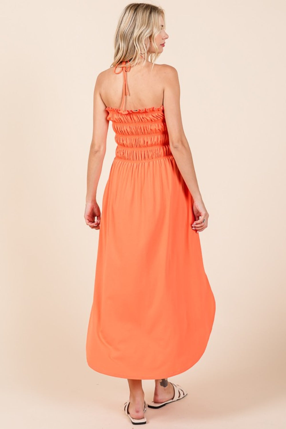 Culture Code Tie Back Shirring Dress with Pockets - Tote and Lounge