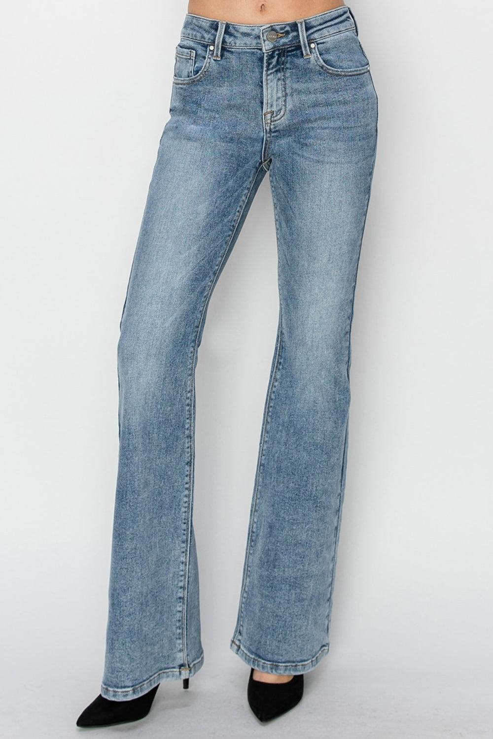 RISEN Full Size Mid Rise Bootcut Jeans - Tote and Lounge