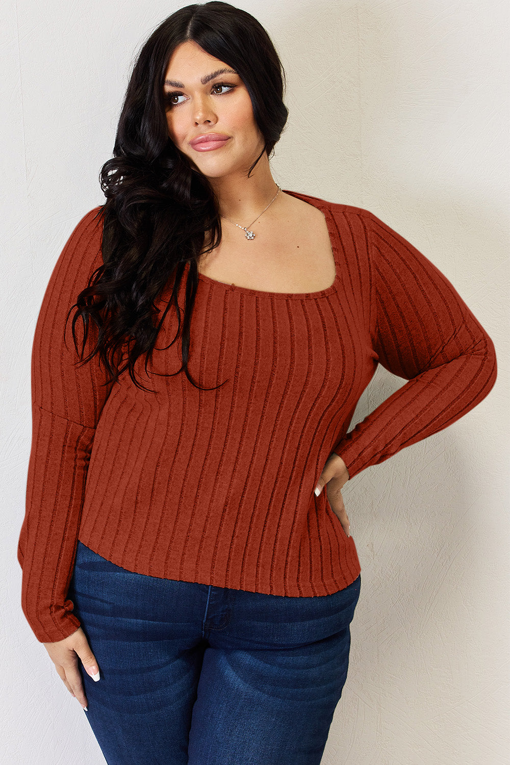 Basic Bae Full Size Ribbed Long Sleeve T-Shirt - Tote and Lounge