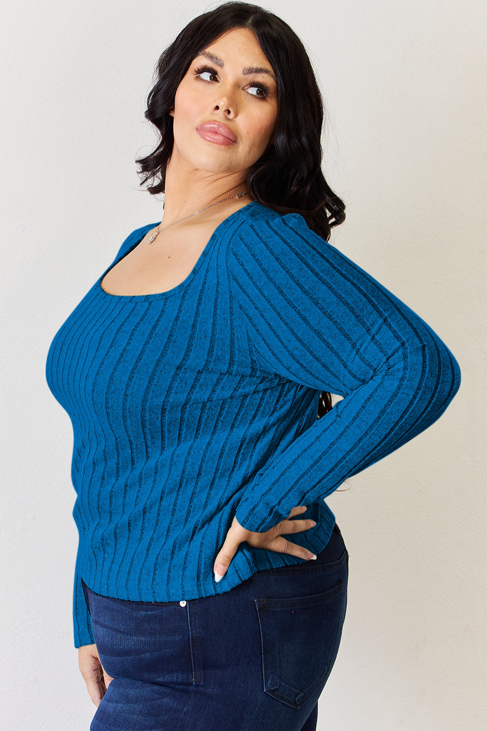 Basic Bae Full Size Ribbed Long Sleeve T-Shirt - Tote and Lounge