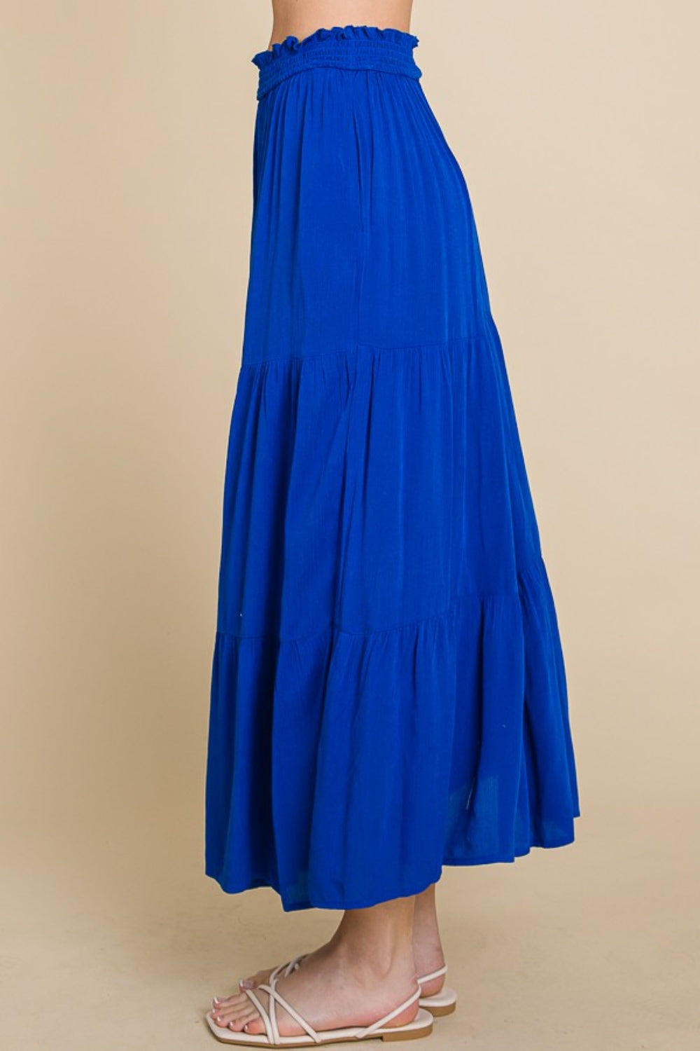 Culture Code Full Size Frill Ruched Midi Skirt - Tote and Lounge
