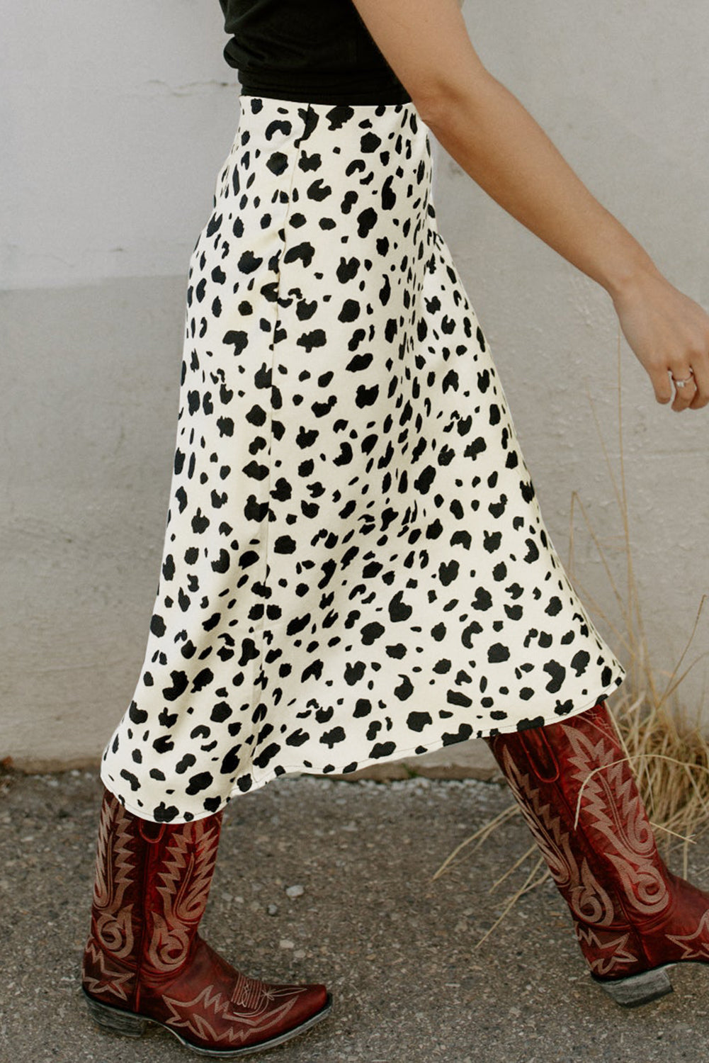 Slit Printed Midi Skirt - Tote and Lounge