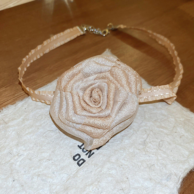 3D Rose Alloy Buckle Necklace - Tote and Lounge