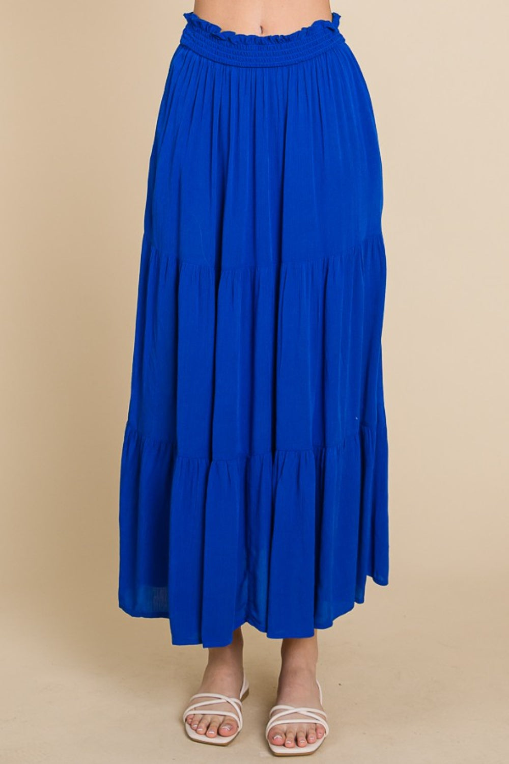 Culture Code Full Size Frill Ruched Midi Skirt - Tote and Lounge