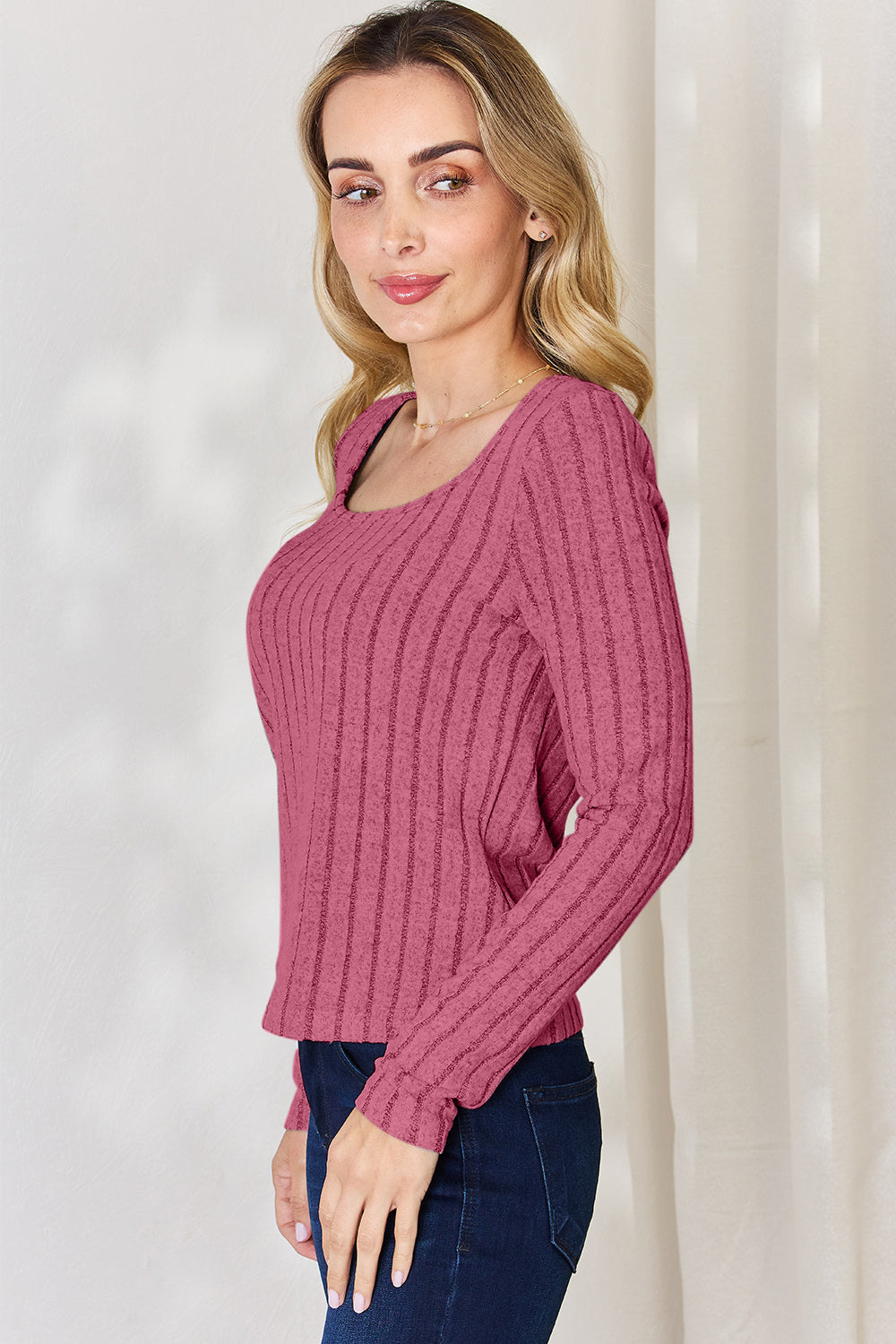 Basic Bae Full Size Ribbed Long Sleeve T-Shirt - Tote and Lounge