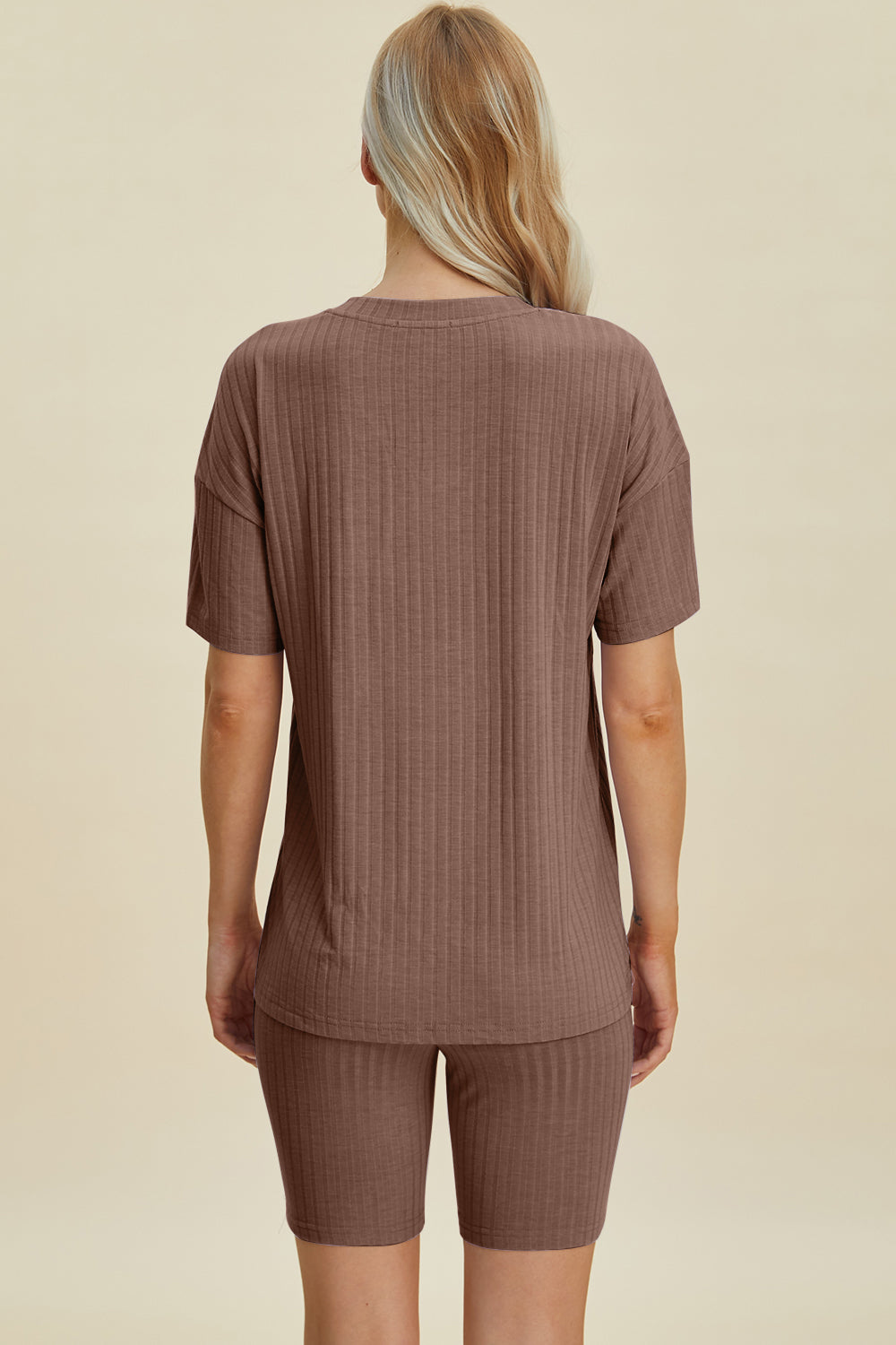 Basic Bae Full Size Ribbed V-Neck Short Sleeve Top and Shorts Set - Tote and Lounge