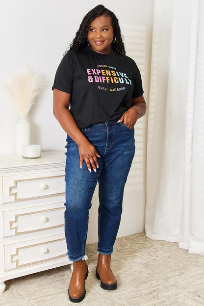 Simply Love Slogan Graphic Cuffed Sleeve T-Shirt - Tote and Lounge