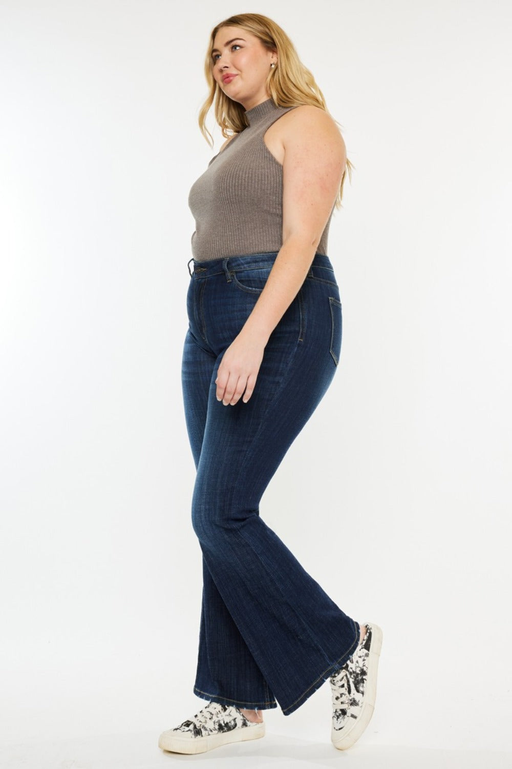 Kancan Full Size Mid Rise Flare Jeans - Tote and Lounge