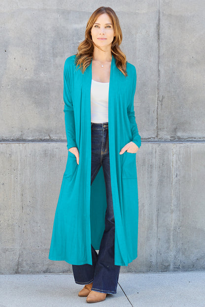 Basic Bae Full Size Open Front Long Sleeve Cover Up - Tote and Lounge