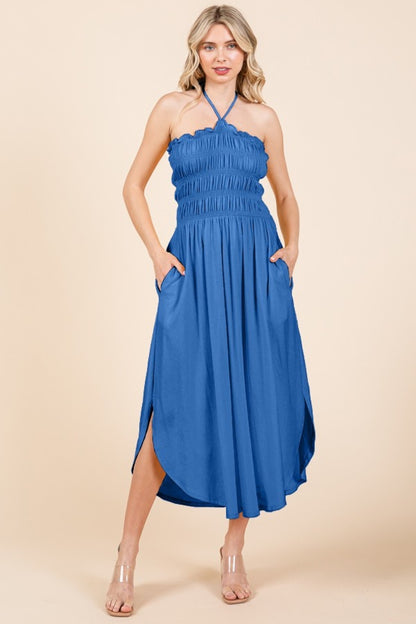 Culture Code Tie Back Shirring Dress with Pockets - Tote and Lounge