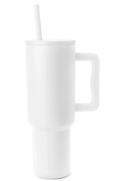 Monochromatic Stainless Steel Tumbler with Matching Straw - Tote and Lounge
