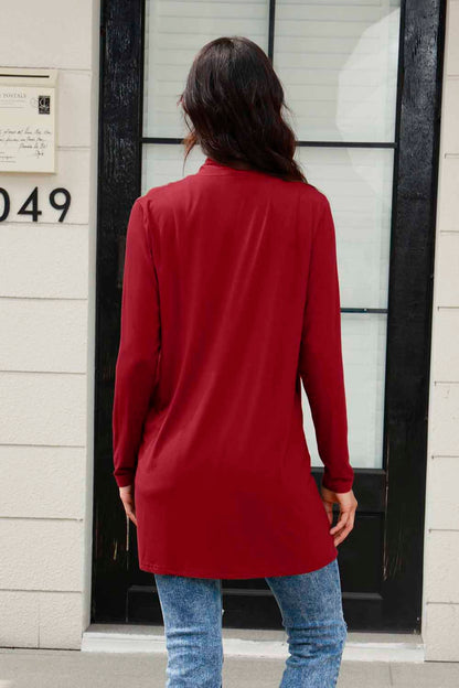Basic Bae Full Size Open Front Long Sleeve Cardigan with Pockets - Tote and Lounge