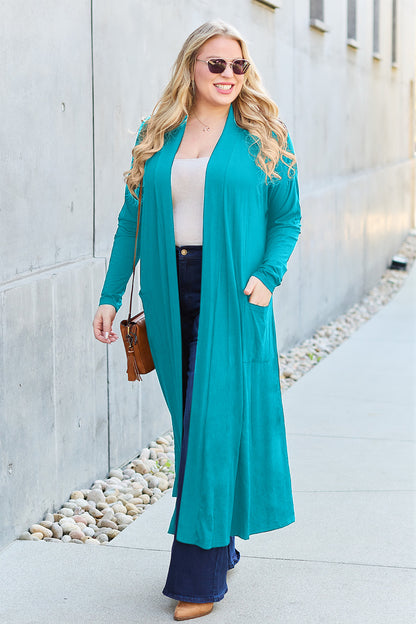 Basic Bae Full Size Open Front Long Sleeve Cover Up - Tote and Lounge