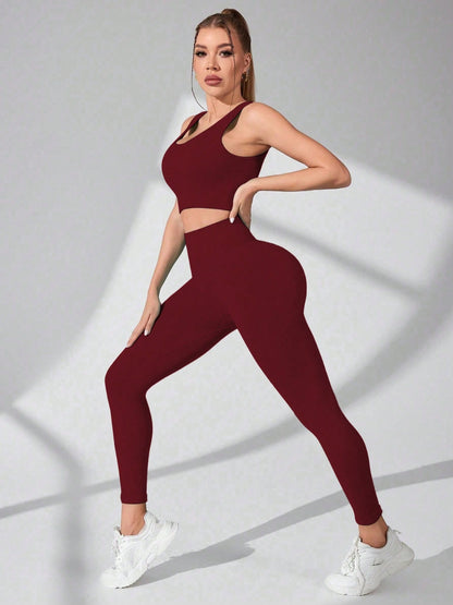 Scoop Neck Wide Strap Top and Pants Active Set - Tote and Lounge