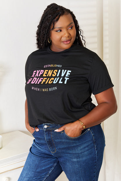 Simply Love Slogan Graphic Cuffed Sleeve T-Shirt - Tote and Lounge