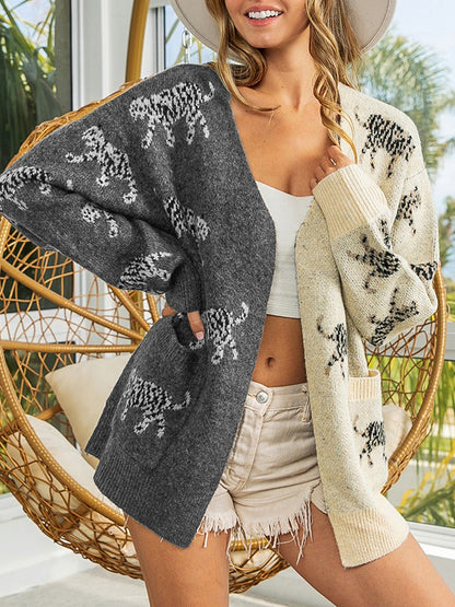 Open Front Cardigan with Pockets - Tote and Lounge
