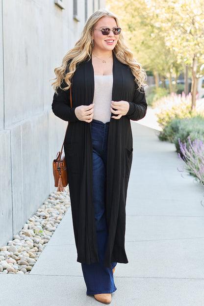 Basic Bae Full Size Open Front Long Sleeve Cover Up - Tote and Lounge