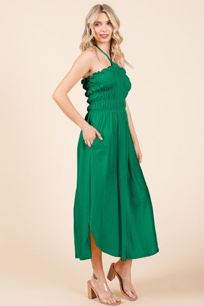 Culture Code Tie Back Shirring Dress with Pockets - Tote and Lounge