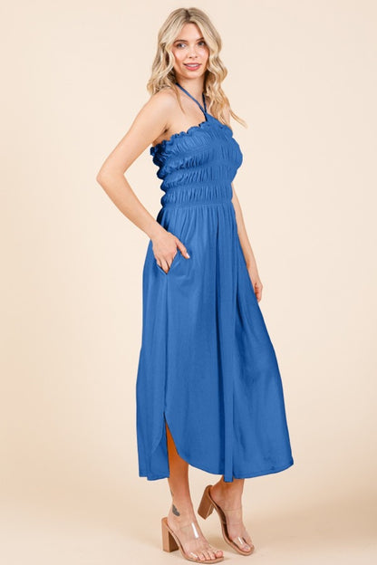 Culture Code Tie Back Shirring Dress with Pockets - Tote and Lounge