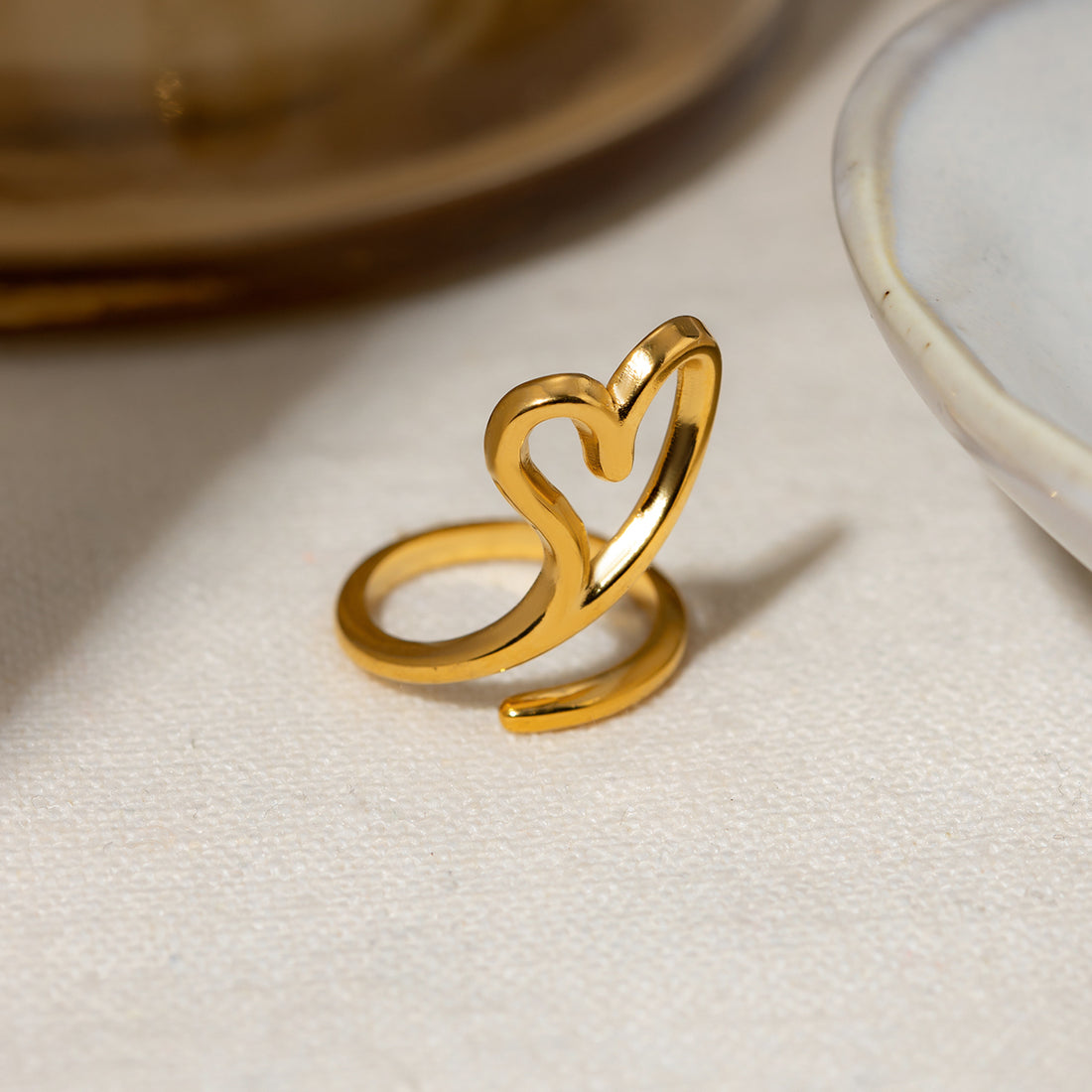 Stainless Steel Cutout Heart Bypass Ring - Tote and Lounge