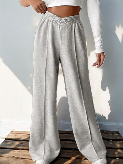 Elastic Waist Wide Leg Pants - Tote and Lounge