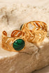 18k Gold Plated Malachite Leaf Ring - Tote and Lounge