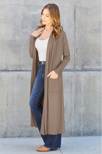 Basic Bae Full Size Open Front Long Sleeve Cover Up - Tote and Lounge