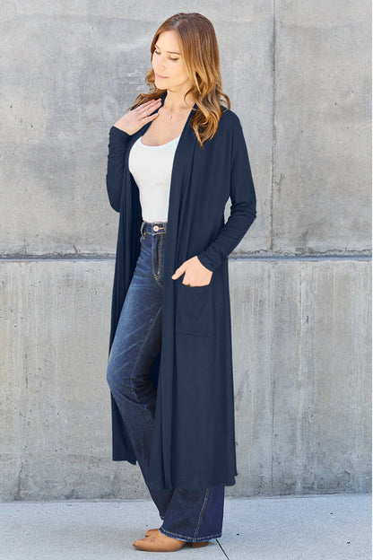 Basic Bae Full Size Open Front Long Sleeve Cover Up - Tote and Lounge